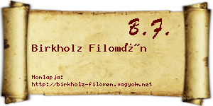 Birkholz Filomén névjegykártya
